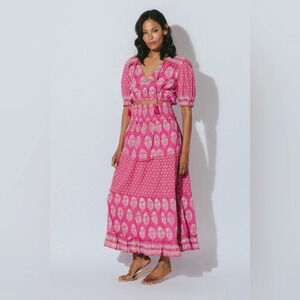 Cleobella Bali Ankle Skirt Mix Block Print Large